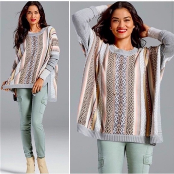 CAbi Sweaters - CAbi Fair Isle Poncho Sweater - Size Medium